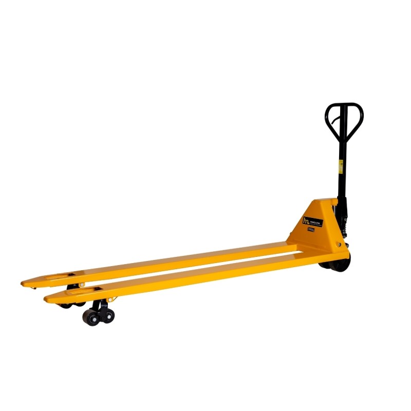 Vista de trasera de la Transpaleta manual 2000 kg - rodillo doble - Horquillas 2000 mm