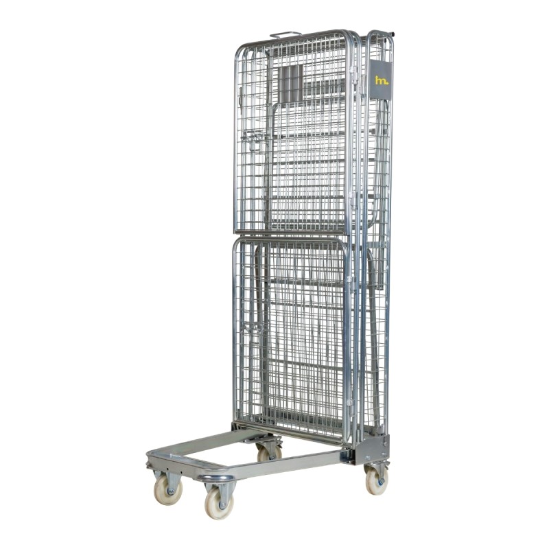 Roll container de seguridad 4 laterales con ruedas de nylon plegado