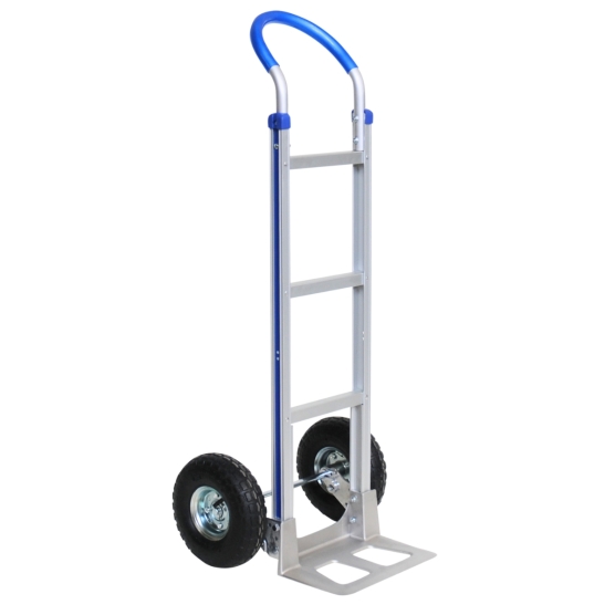Vista de 3/4 - Carretilla de aluminio con pala fija - 200 kg - ruedas neumáticas Vista de 3/4 - Carretilla de aluminio con pala fija - 200 kg - ruedas neumáticas