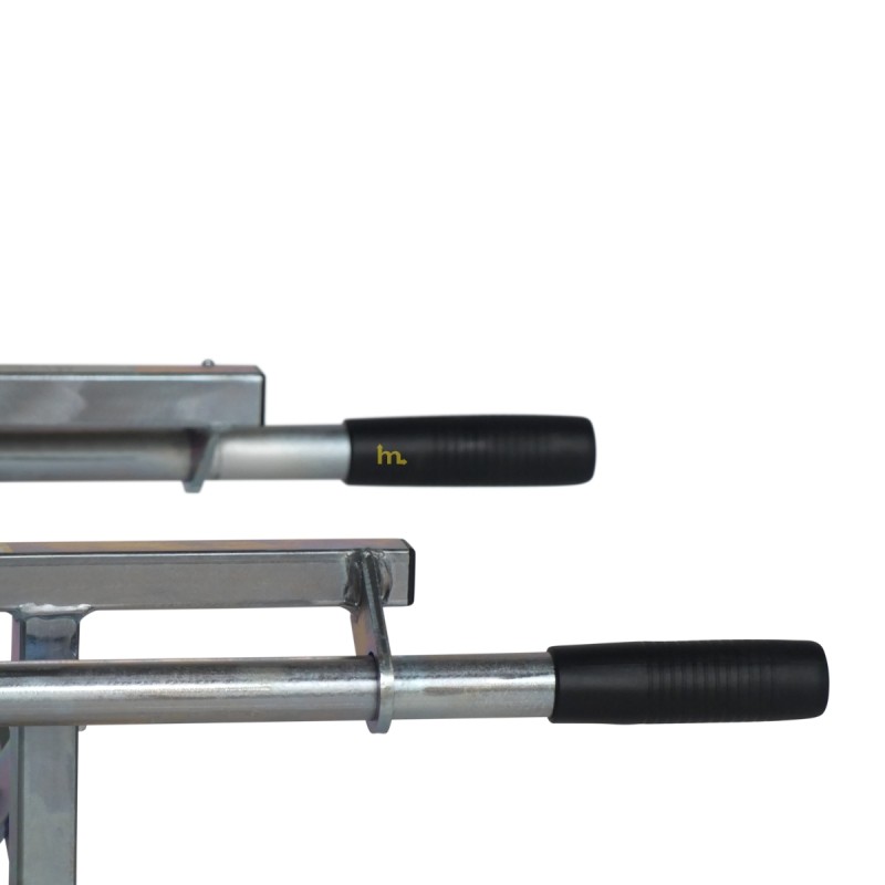 Vista de las asas de la carretilla basculante portabidones - 170kg