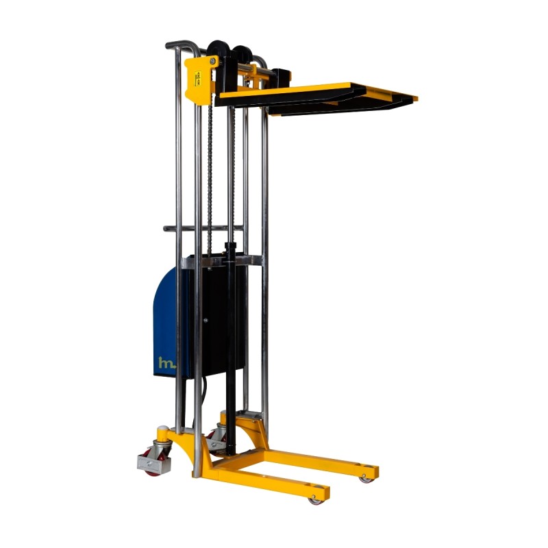Vista frontal en 3/4 del apilador semieléctrico Puesto de trabajo 400 kg - Elevación 1700 mm