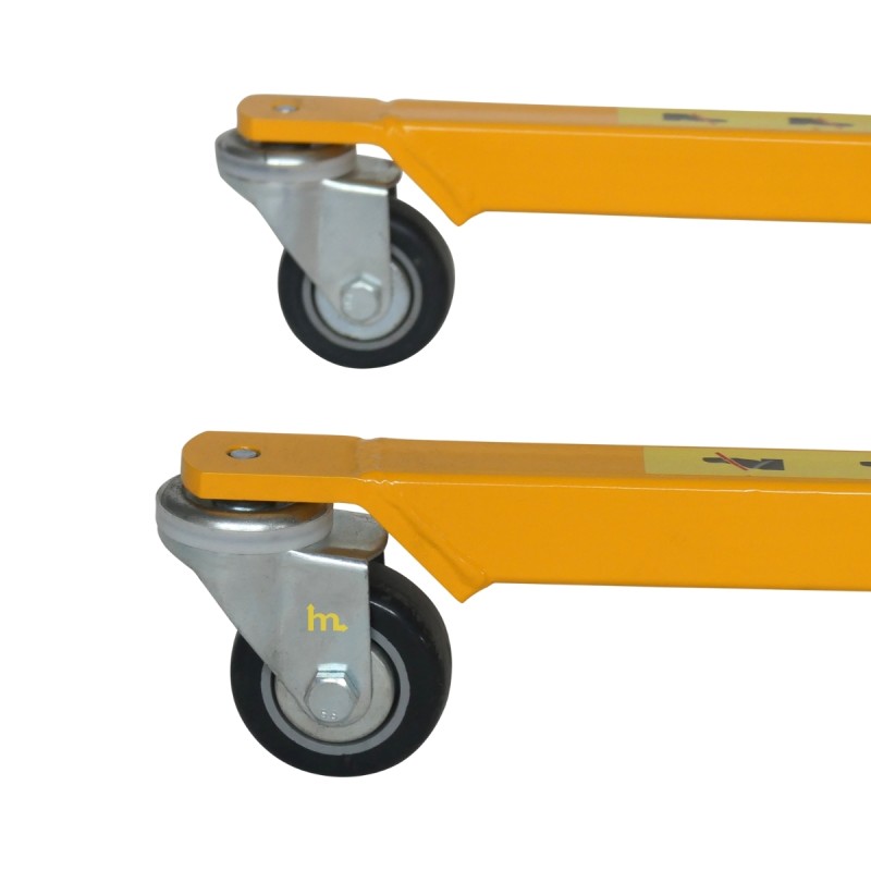 Vista de los rodillos del apilador Puesto de trabajo con manivela 200 kg - Elevación 1500 mm