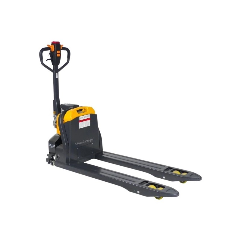 Vista 3/4 Transpaleta eléctrica EXPERTA 2000 kg - Batería de litio de 48 Voltios 20 Ah