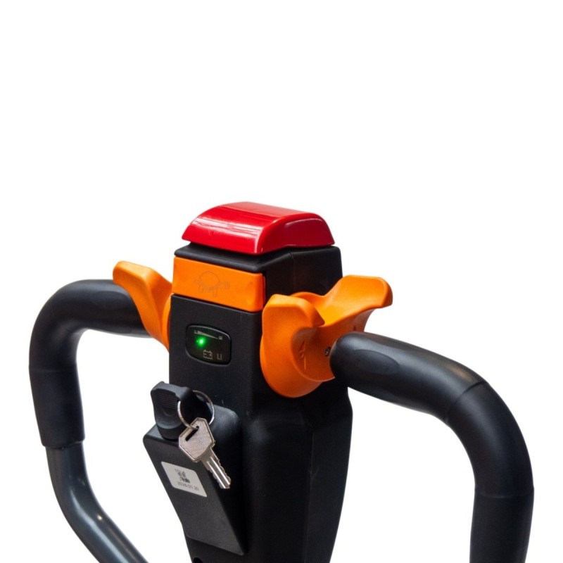 Zoom sobre la llave de encendido de la transpaleta pesadora eléctrica, batería de litio 30 Ah - Capacidad 1500 kg