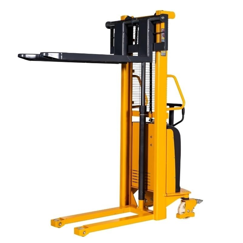 Vista 3/4 del Apilador Semi Eléctrico 1000Kg - Elevación 1600mm horquillas elevación máxima